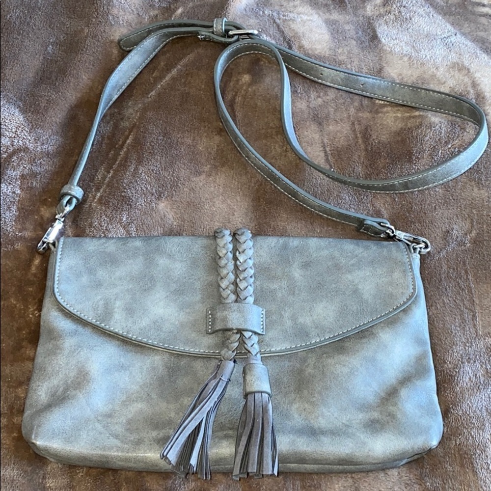 Urban expressions cross body bag with braided tassels